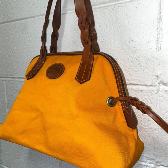 [Dooney & Bourke] Marigold Orange Nylon Domed Shoulder Satchel Handbag - Picture 3 of 12